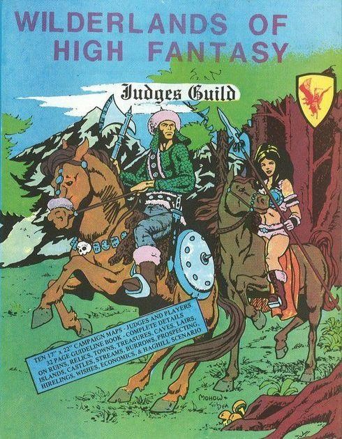 Couverture du livret de 1978, représentant un cavalier et une cavalière armés, à la lisière d'une forêt, devient un paysage montagneux. Le dessin et les couleurs évoquent les BD des années 70-80, avec des contours noirs et des aplats de couleur vives