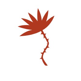 Bannière du blog idiomrotning : fleur rouge stylisée, tige à épines