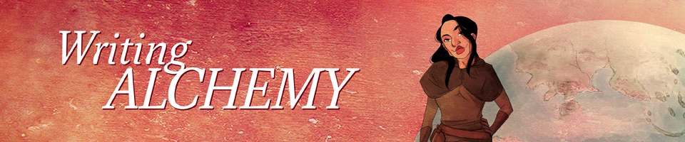 bannière du blog Writing Alchemy, présentant l'avatar de l'autrice