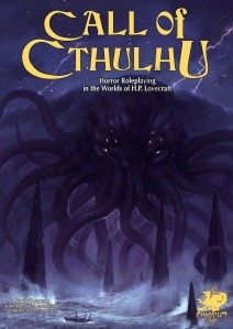 Couverture de l'édition anglophone de l'Appel de Cthulhu, par Chaosium
