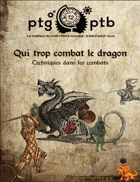 Couverture e-book 31 - collage avec guerriers combattant dragon médiéval