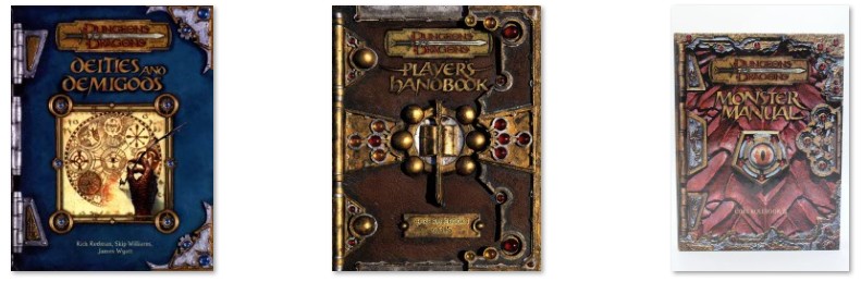 3 couvertures "faux anciens livres avec ferrures" pour D&D3