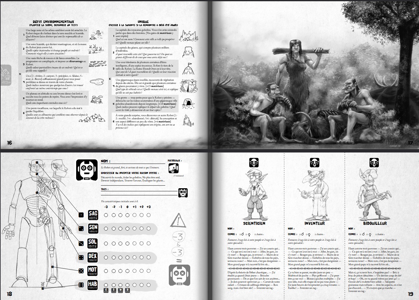 captures d'écran du jeu, avec portraits des gobelins