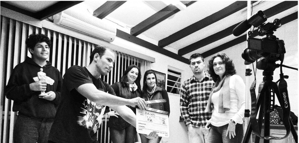image de tournage, au moment du clap