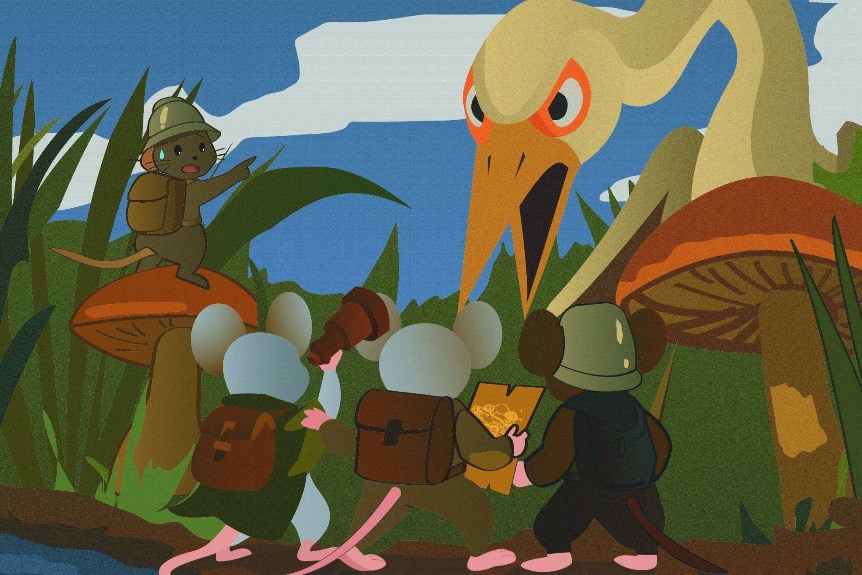 Les souris font face au héros et se mettent à suer